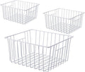 16inch Freezer Storage Organizer Baskets, Household Wire Refrigerator Bins with Built-in Handles