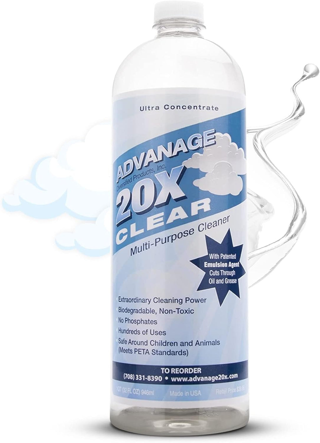 All Purpose Cleaner Concentrate - Advanage 20X The Wonder Cleaner Unscented for All Surfaces Around