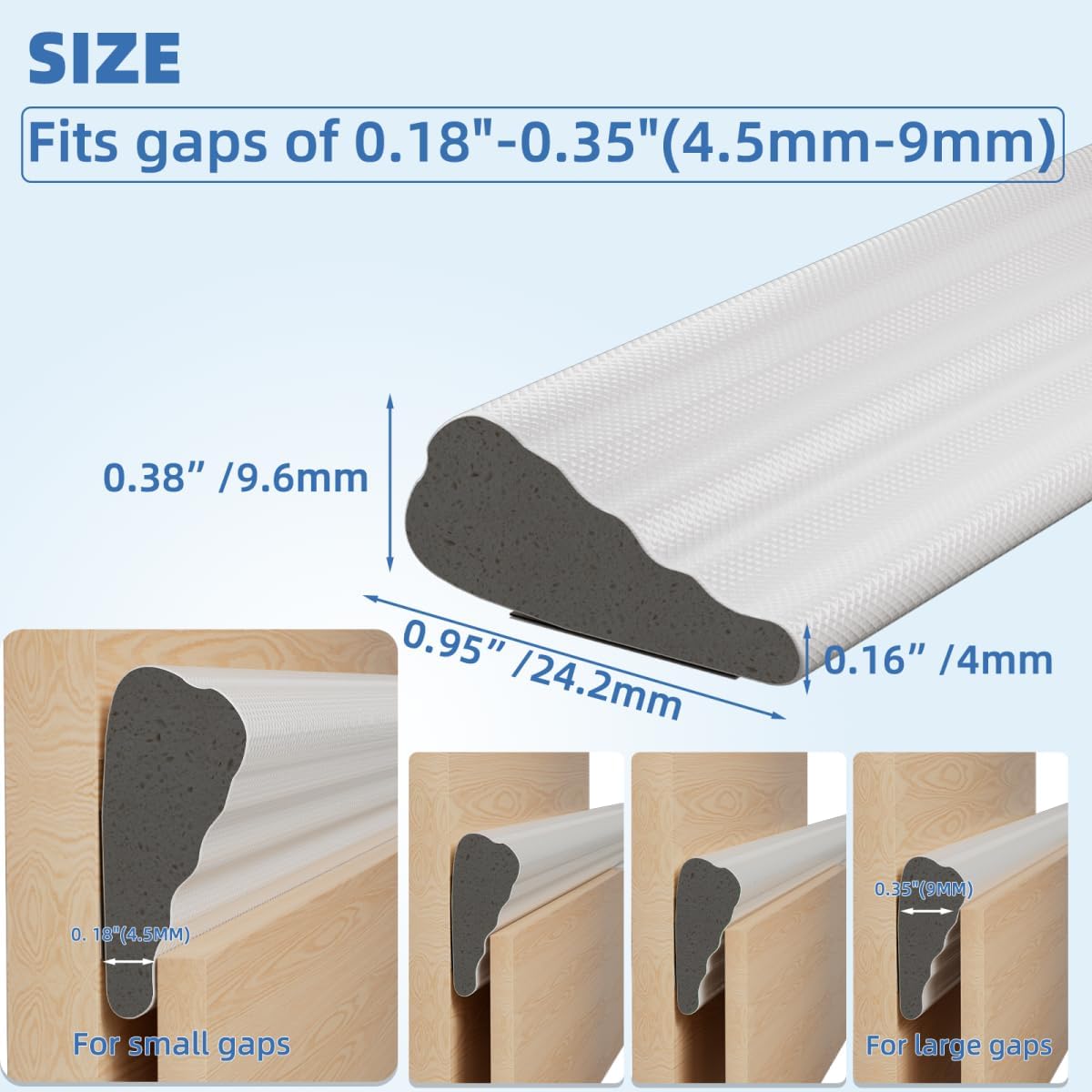 Wedge-Shape Window Weather Stripping Door Frame Seal Strip 118” White,Upgrade Black