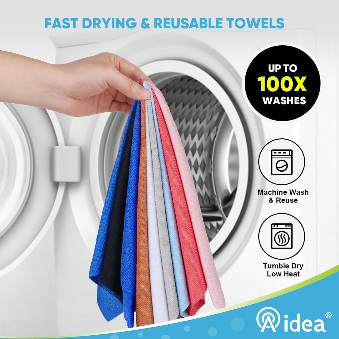 AIDEA Microfiber Cleaning Cloth 165 Sheets 3 Roll, Microfiber Towels for Cars, Shop Rags Washable