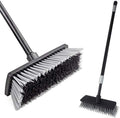 Floor Scrubbing Brush Stiff Bristles with 49.6 inches Telescopic Long Handle, Yard Brush Concrete