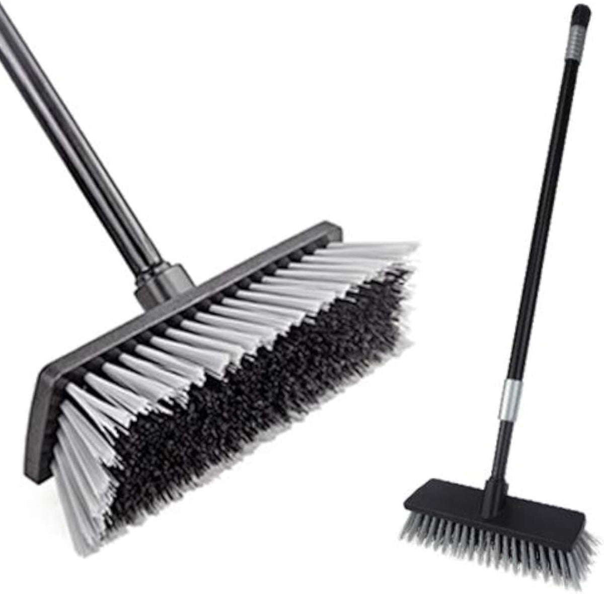 Floor Scrubbing Brush Stiff Bristles with 49.6 inches Telescopic Long Handle, Yard Brush Concrete