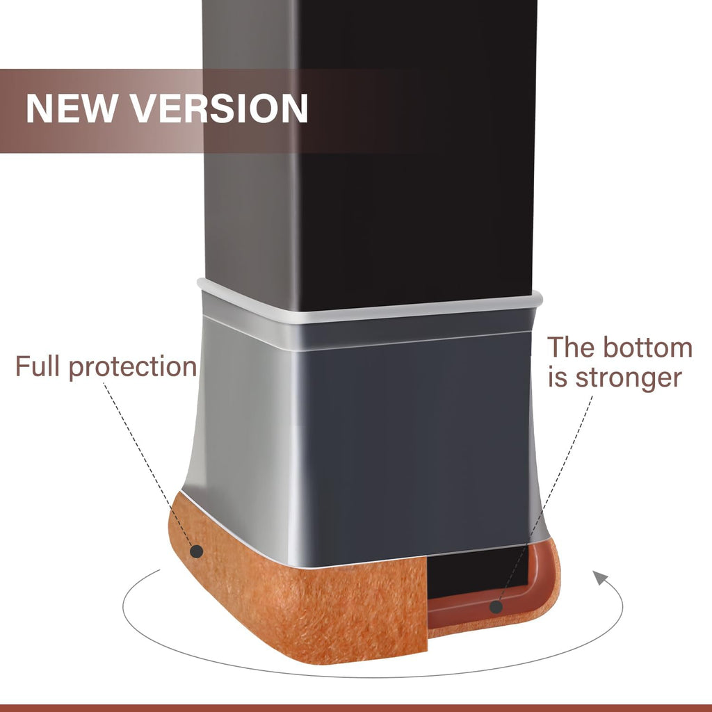 Chair Leg Floor Protectors Square Chair Leg Protectors for Hardwood Floors Silicone Caps Felt