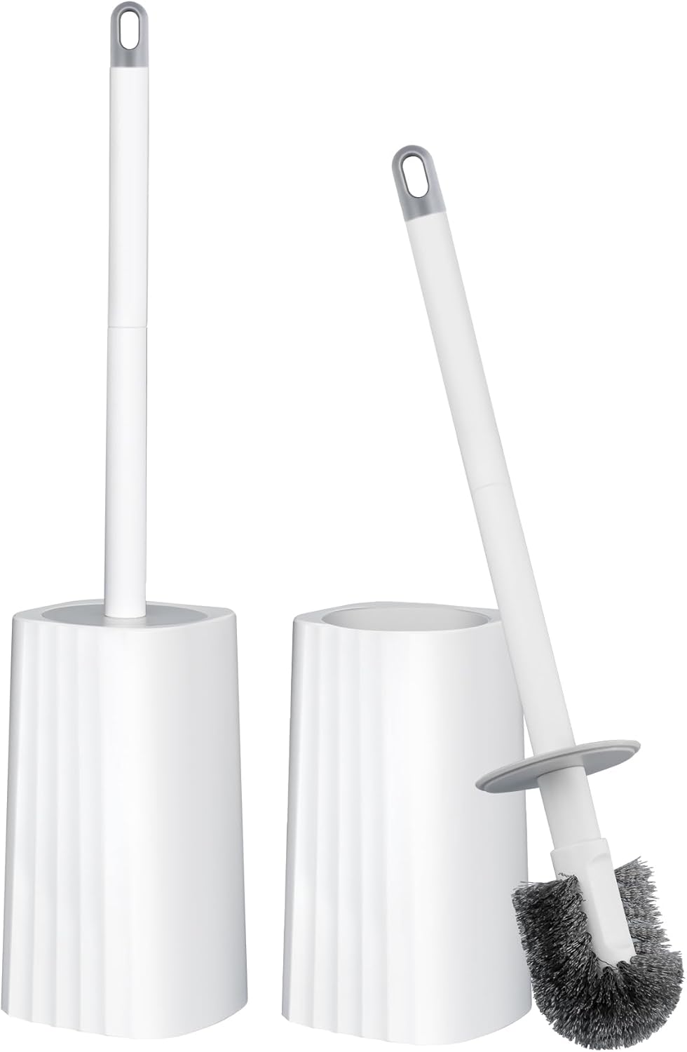 Toilet Brush & Holder Set, 2 Pack Toilet Brushes for Bathroom with Holder, Lightweight Plastic