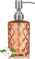 12Oz Amber Glass Soap Dispenser with Stainless Steel Pump, Refillable Kitchen Liquid Hand Soap