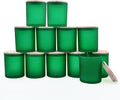 SHOWIN 14 OZ Thick Candle Jars for Making Candles 12 Pcs, 3 Wick Empty Jars with Wood Lids for