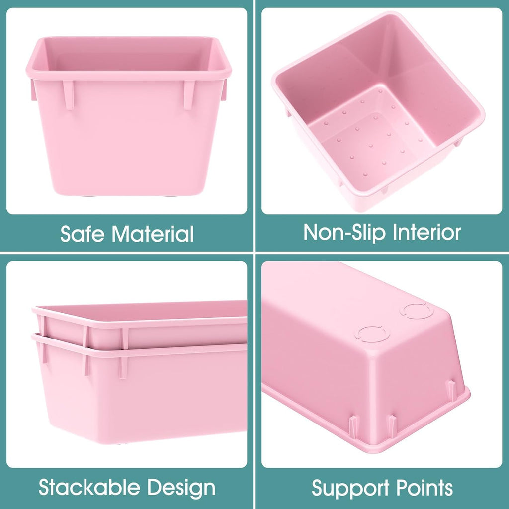 WOWBOX 25 PCS Plastic Drawer Organizer Set, 4 Sizes Desk Drawer Divider Organizers and Storage Bins