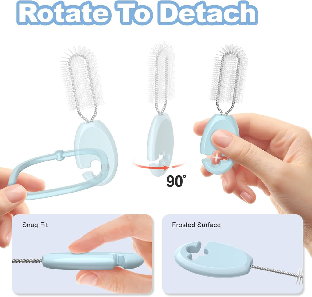 YOTIME Standing Straw Cleaner Brush Set, 4in1 Reusable Straw Brushes with Holder Ring, for Baby