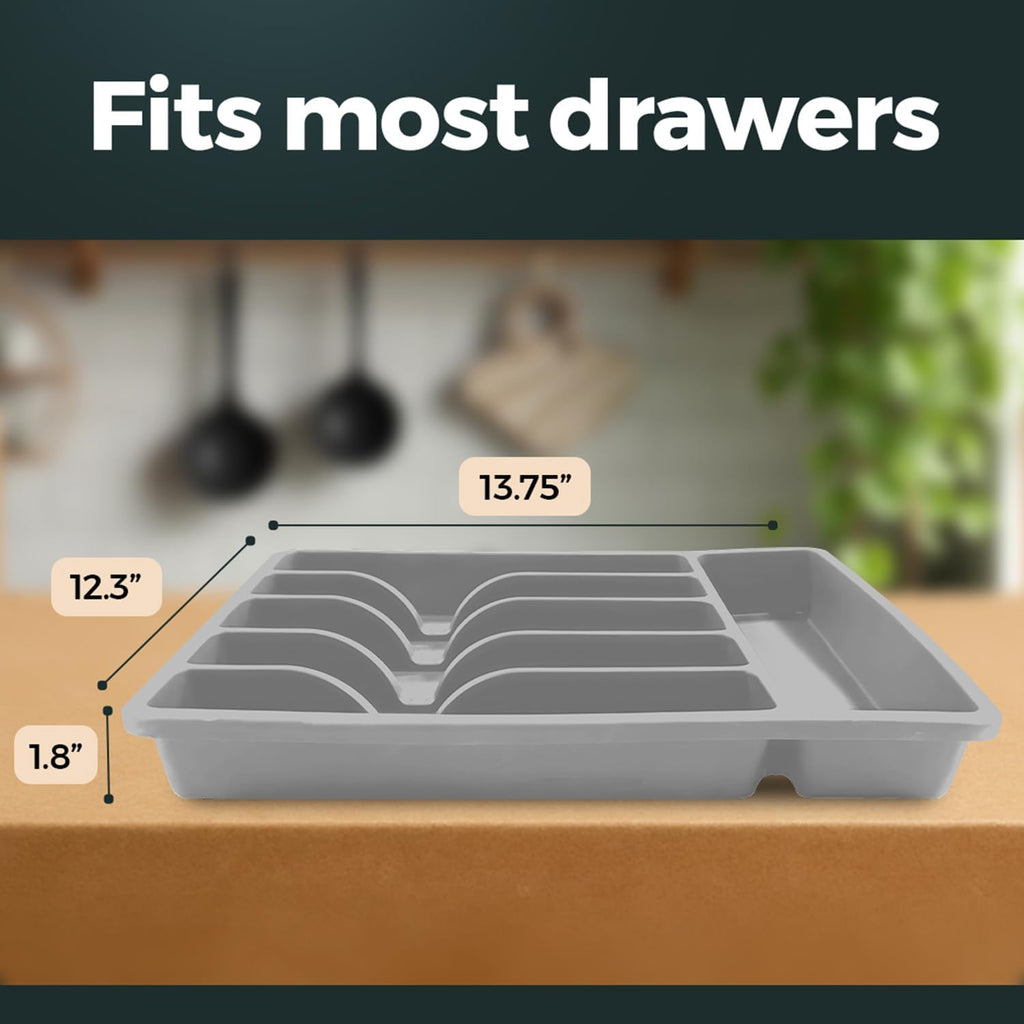 Silicone Silverware Drawer Organizer – Non-Slip Utensil Holder for Kitchen Drawers | Cutlery Tray