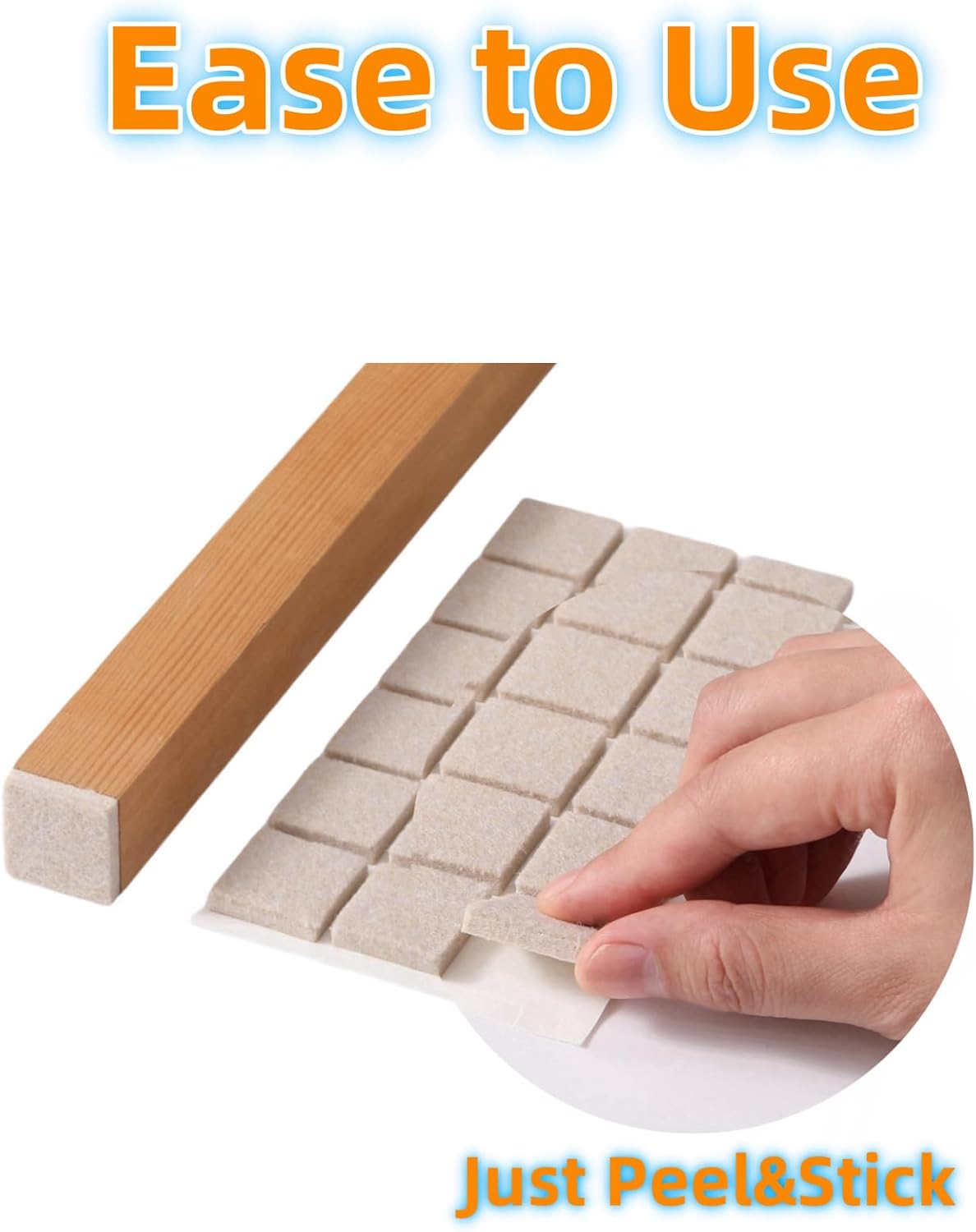 FURNIGEAR Felt Furniture Pads for Hardwood Floors - Self Adhesive Chair Felt Pads, Floor Protector