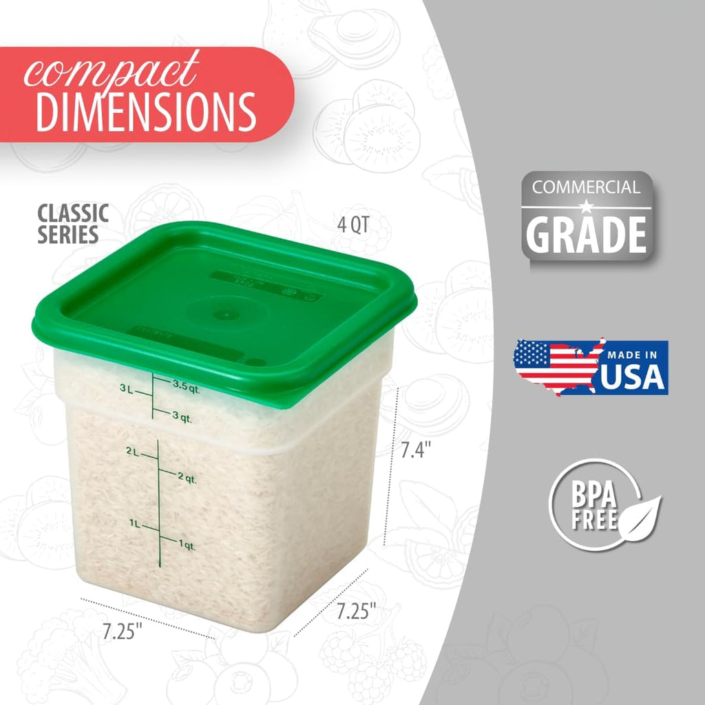Cambro Food Storage Container with Lid (Microwave Safe and BPA-Free) - 2 Pack - Classic Series