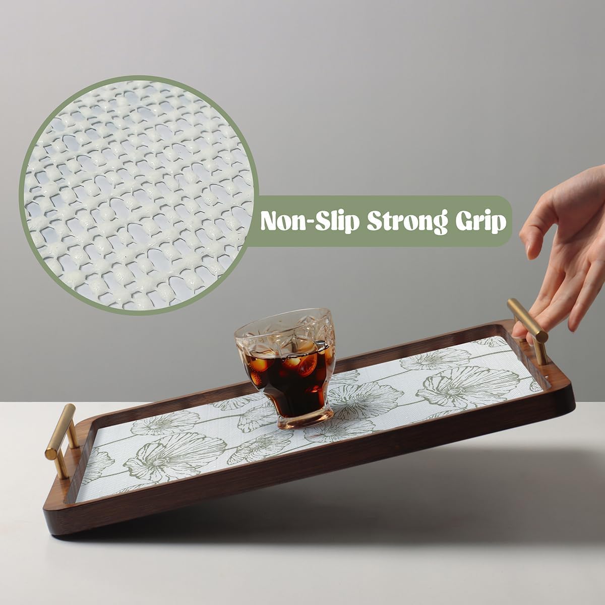 Shelf Liner for Kitchen Cabinets Non Adhesive Kitchen Drawer Liner,Non-Slip Lotus Cabinet Liner