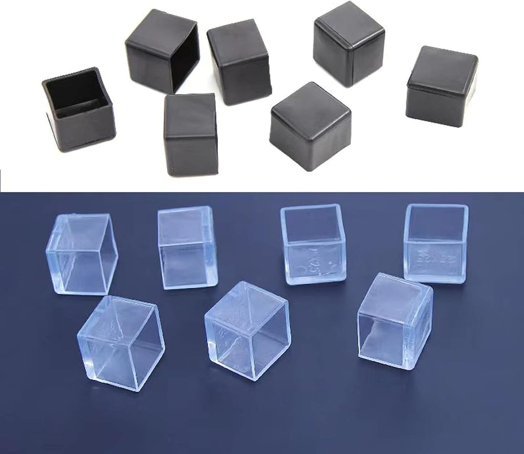 16 Pcs Transparent Square Anti-Slip Rubber Leg Tips Chair Leg Caps Furniture Floor Protectors Chair