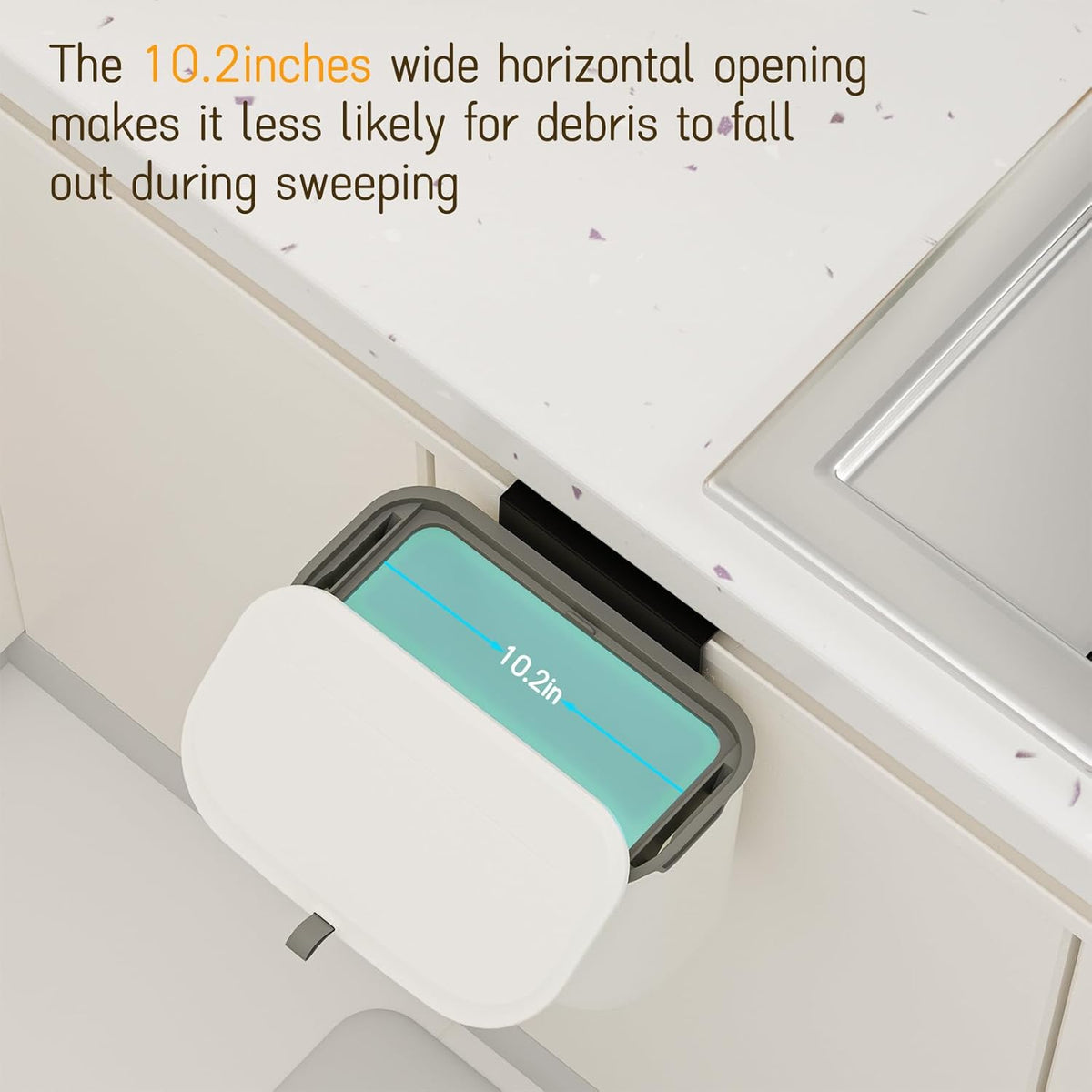 2.4 Gallon Kitchen Compost Bin Hanging Small Trash Can with Lid Under Sink Dual Installation &