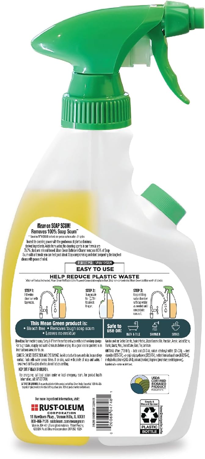 Mean Green Refillable Ultra Powered CONCENTRATE Bathroom Cleaner, Tropical Breeze, 14.3 Ounce