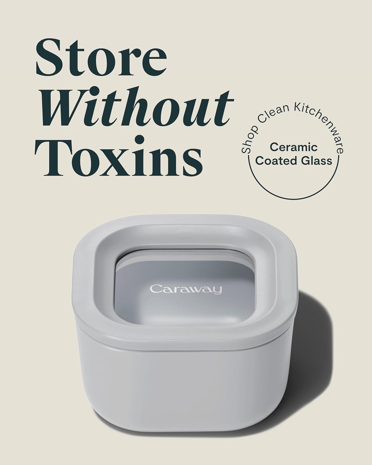Caraway 2pc Glass Food Storage Set - 1.75 Cup Food Containers (2) - Non-Toxic Ceramic-Coated Glass