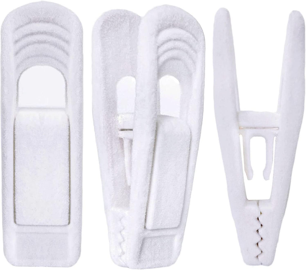 White Velvet Hangers Clips 40 PCS, Pants Hangers Velvet Clips Easily Add to Velvet Hanger, Skirt