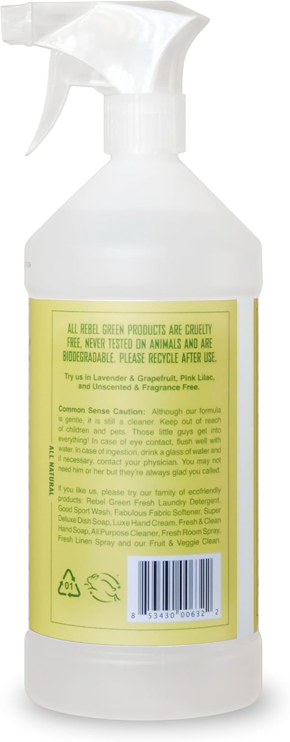 Rebel Green Sparkling Glass Cleaner (Peppermint & Lemon, 80 Fl Oz (Pack of 2))