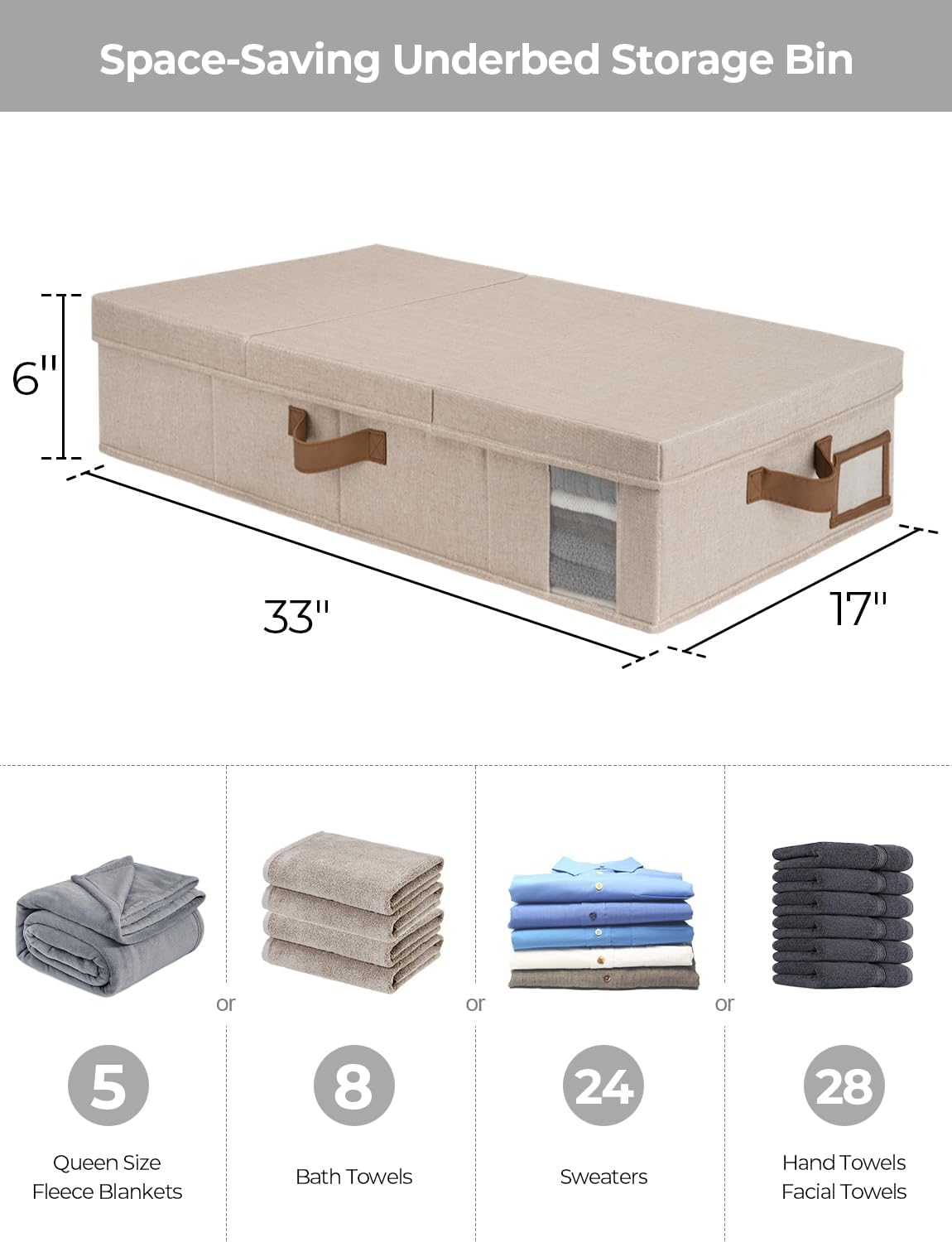 StorageWorks 2-Pack Large Under Bed Storage Bins with Lids, Underbed Storage Containers with