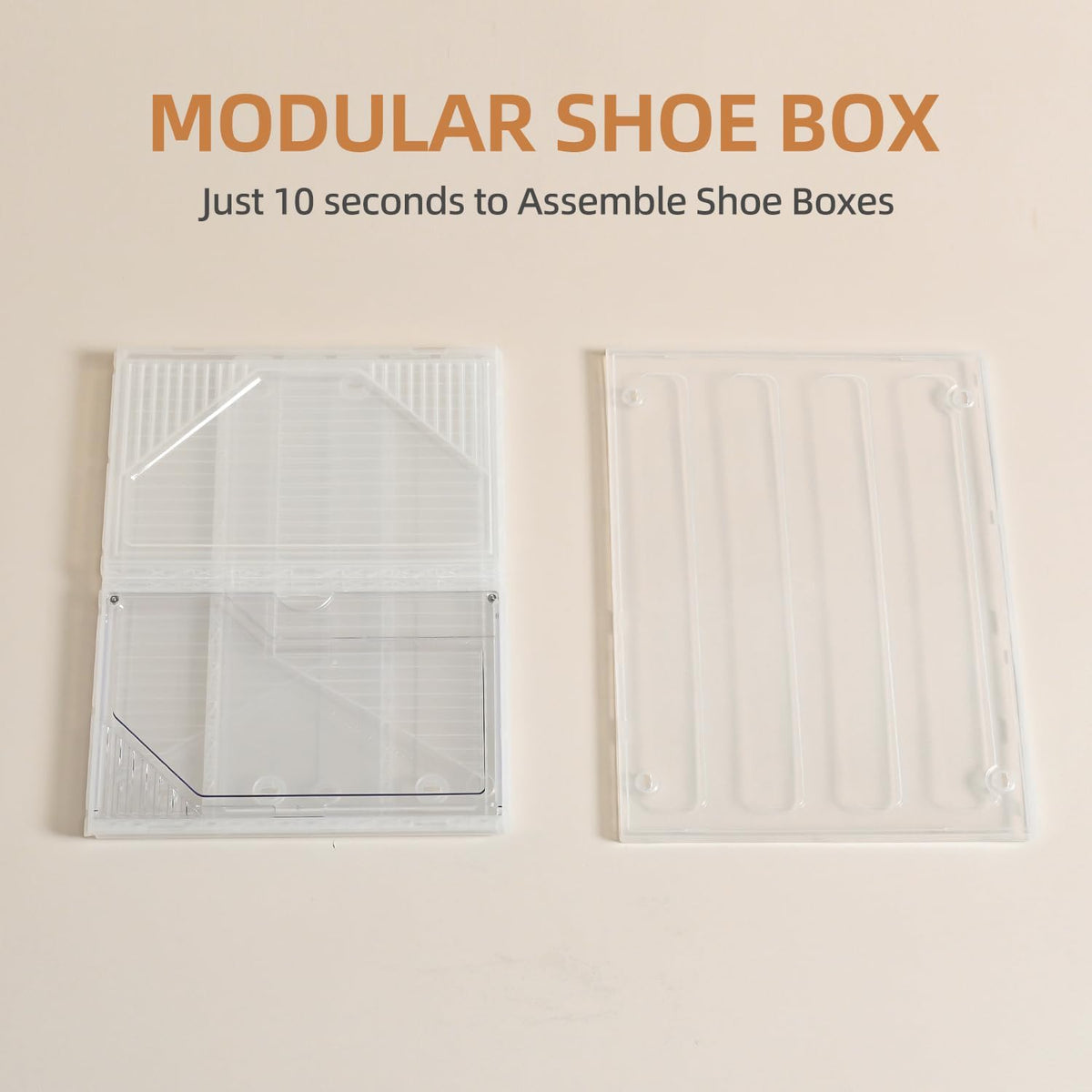 Modular XX-Large Shoe Organizer,6 Pack Shoe Storage Organizer Easy to Assemble,Shoe Box Clear