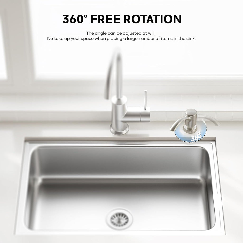 SAMODRA Built-in Kitchen Sink Soap Dispenser with Extension Tube Kit - Brushed Nickel Finish