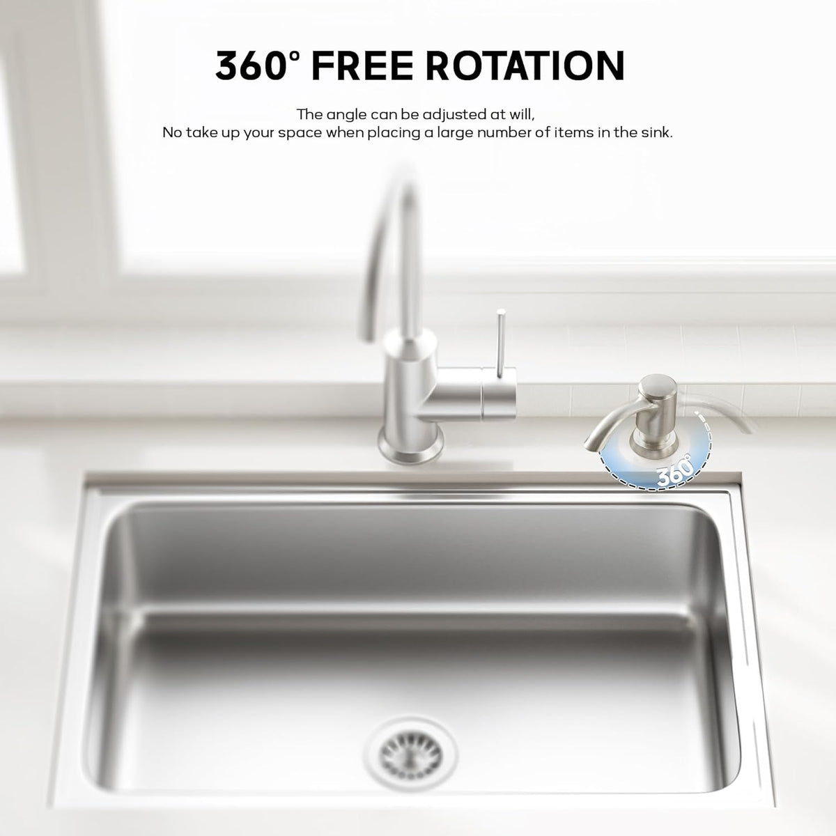 SAMODRA Built-in Kitchen Sink Soap Dispenser with Extension Tube Kit - Brushed Nickel Finish