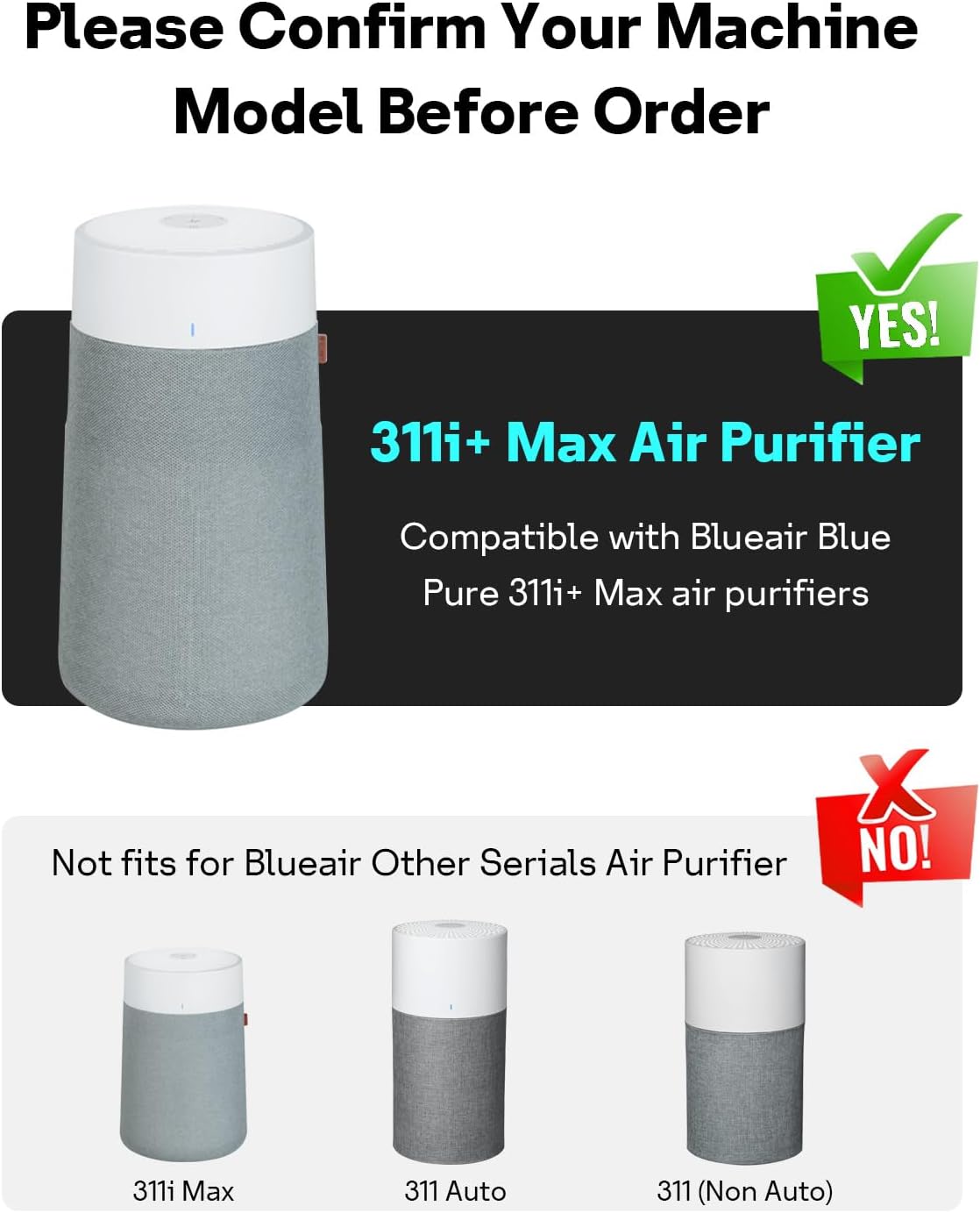 Leemone 2 Pack 311i+ Max Filter Replacement Compatible with Blue Pure 311i+ Max Air Purifier, Blue