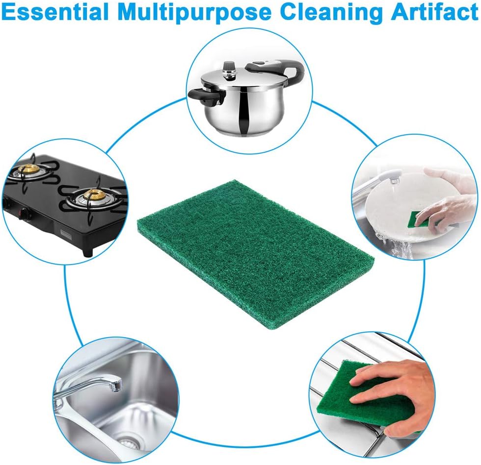 24PCS Scouring Pad - Premium Heavy Duty Scrub Pads, Reusable Household Green Dish Scrubber