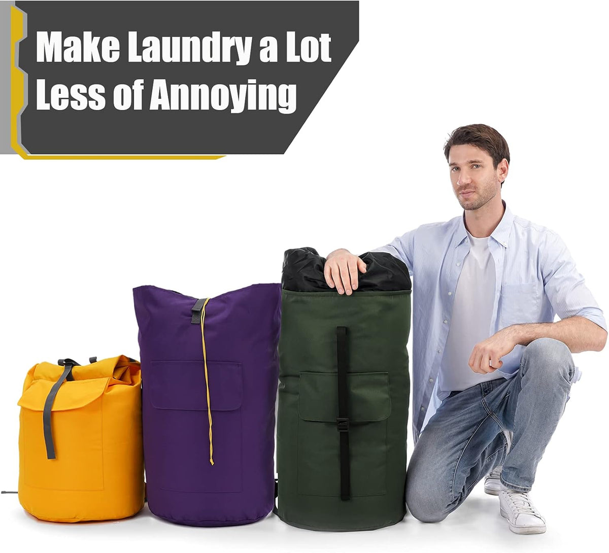 Laundry Bags Extra Large Heavy Duty, 115L Laundry Backpack, Sturdy Laundry Bag with Shoulder