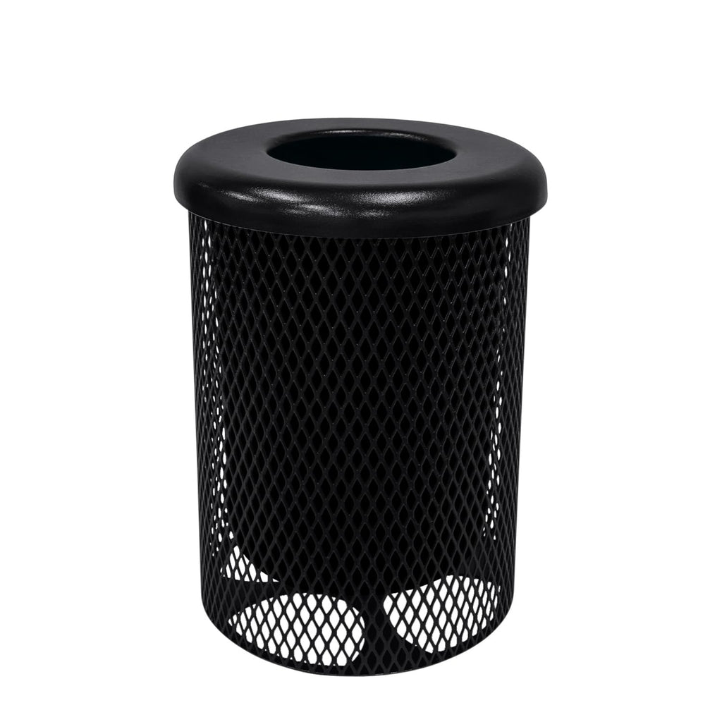 COATEDOUTDOORFURNITURE RFT-BLK Heavy Duty 32 Gallon Round Trash Receptacle, Liner Included, Black