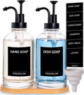 Dish Soap Dispenser for Kitchen, Hand Glass Soap Dispenser Set with Pump, Tray, Funnel for