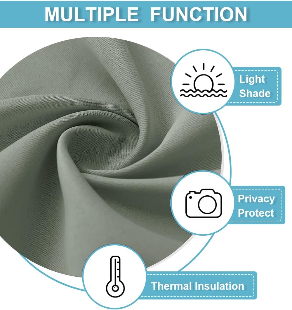 RYB HOME Blackout Curtains for Small Window - Thermal Insulated Privacy Curtains Shades for Kitchen