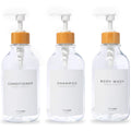 MaisoNovo Refillable Shampoo and Conditioner Bottles | 16.9 fl oz Set of 3 Clear Plastic Bottles