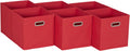 Household Essentials, Red 6 Pack Fabric Storage Bins with Handle