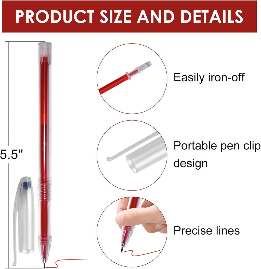 36pcs Heat Erasable Pens for Fabric, Assorted Colors, Fabric Pens for Sewing Erasable for Quilting