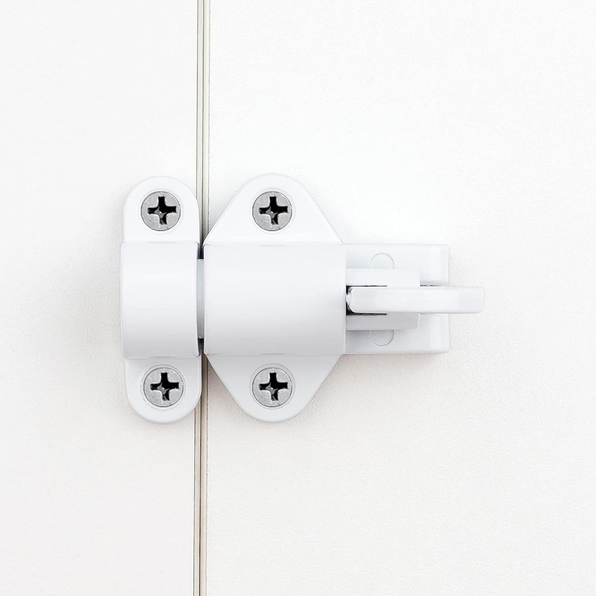 3 Packs Self-Closing Latches，White Spring Door Lock，Resilient Bolt Latch Aluminum Alloy Safety