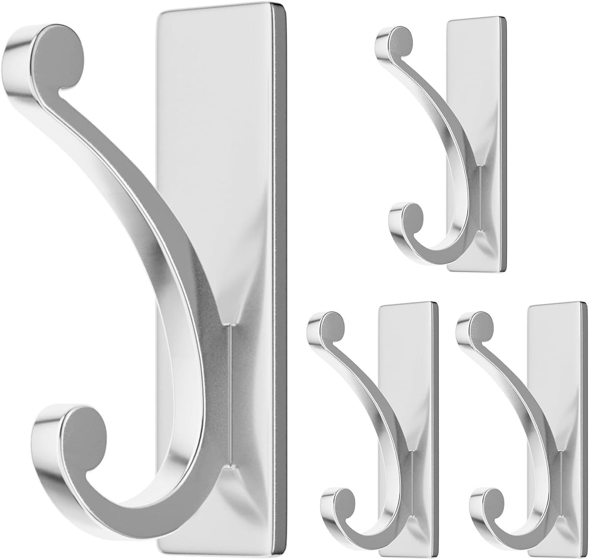 Adhesive Wall Hook for Towel/Coat - Extra Sticky 10LB Stainless, Stick on Hanger for Bath or