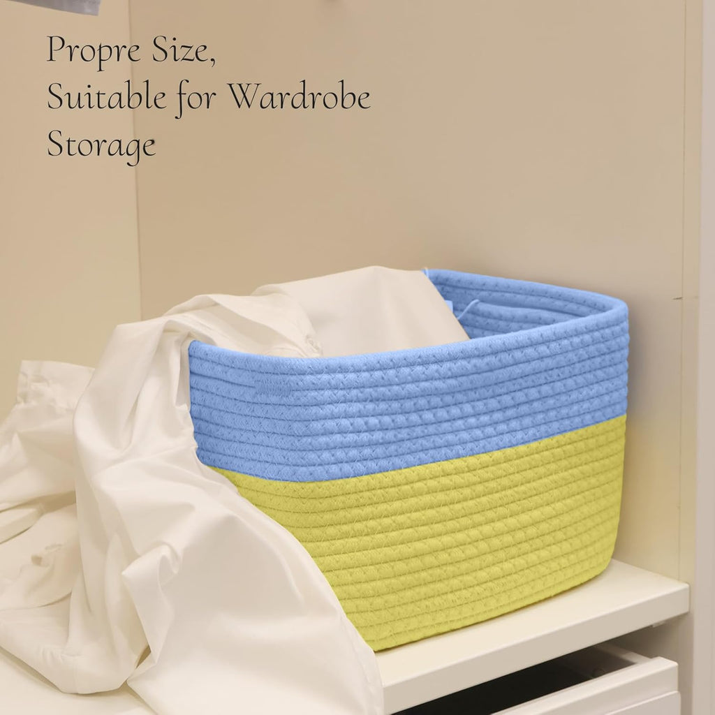 Hopegiver Woven Storage Baskets 11x8x7 Inch, 3 Pack Collapsible Cube Storage Bin for Shelves