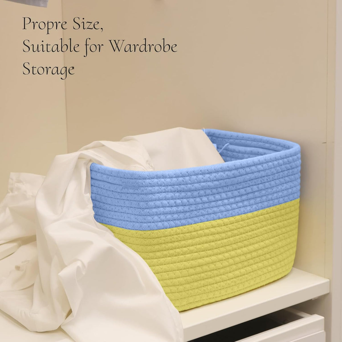 Hopegiver Woven Storage Baskets 11x8x7 Inch, 3 Pack Collapsible Cube Storage Bin for Shelves