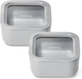 Caraway 2pc Glass Food Storage Set - 4.4 Cup Food Containers (2) - Ceramic Coated - Non Toxic, Non