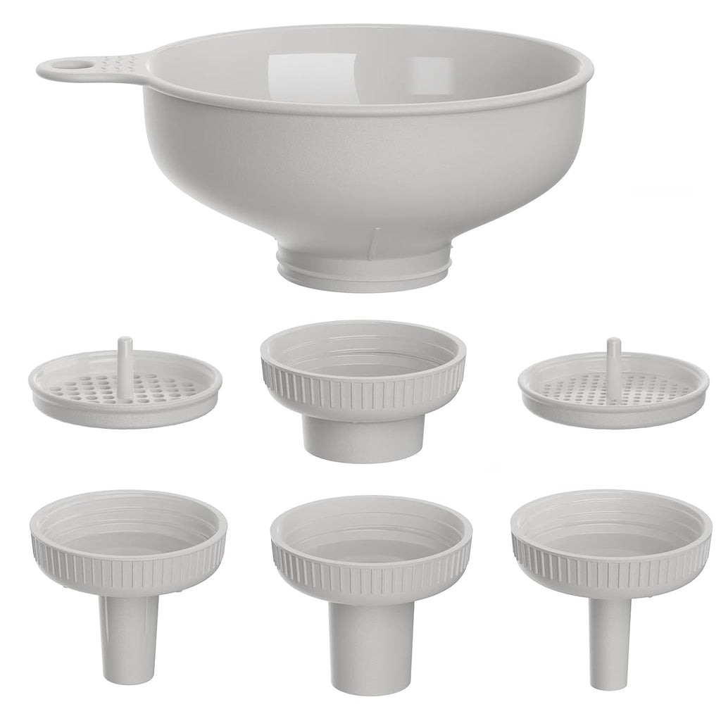 Wide Mouth Kitchen Funnel, Food Grade Plastic Cooking Canning Funnel with 4 Sizes Spouts for