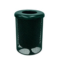 Coated Outdoor Furniture 32-Gallon Heavy-Duty Expanded Metal Round Trash Receptacle, Commercial
