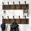 Wooden Coat Rack Wall Mount Heavy Duty, 2 Pack Coat Hanger Wall Mount with 5 Triple Hooks for