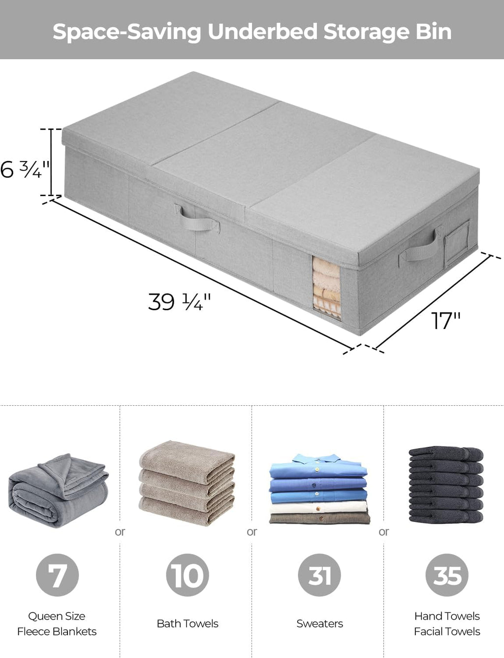 StorageWorks 2-Pack Jumbo Under Bed Storage Bins with Lids, Underbed Storage Containers with