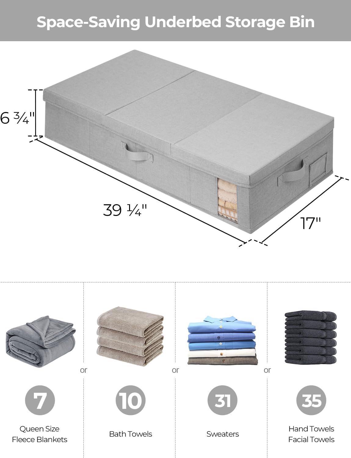 StorageWorks 2-Pack Jumbo Under Bed Storage Bins with Lids, Underbed Storage Containers with