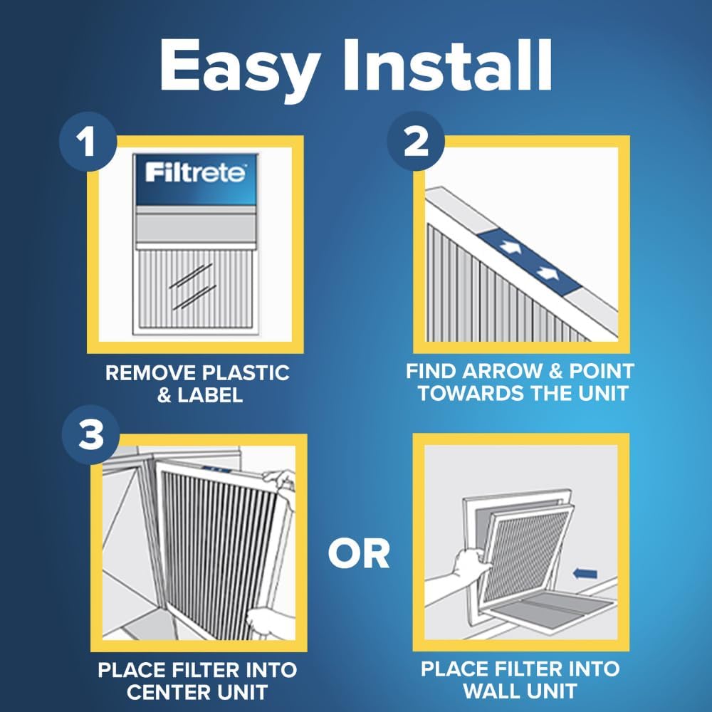 Filtrete 18x18x1 AC Furnace Air Filter, MERV 11, MPR 1000, Micro Allergen Defense, 3-Month Pleated