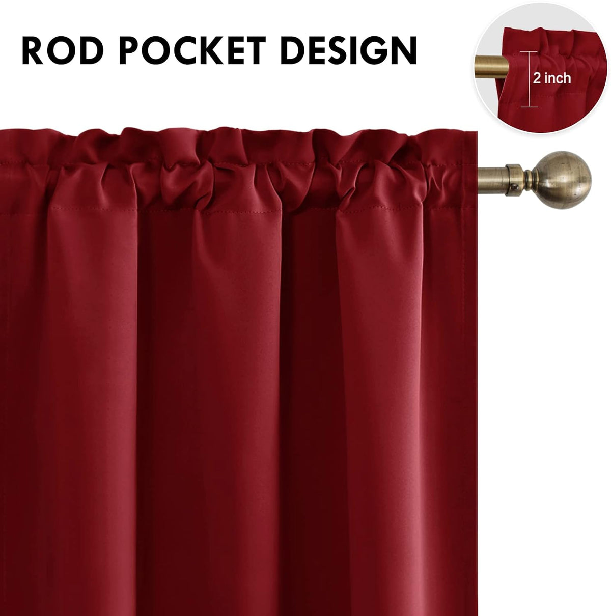 DWCN Burgundy Blackout Curtains for Small Window, Thermal Insulated Energy Saving Room Darkening