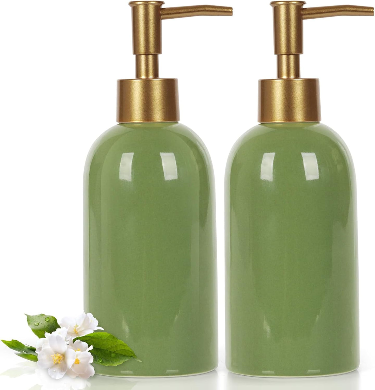 Natheeph 14OZ Ceramic Soap Dispenser Ceramic Soap Pump Dispenser Can Fill Liquid for