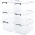 Citylife 6 Packs 44.4 QT Plastic Storage Bins with Lids Large Stackable Storage Containers for