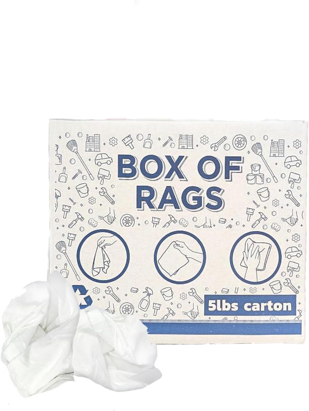 Recycled White Sheeting Cleaning Rags (600 lbs. Pallet 120x5 lbs. Box) – Lint Free White Cotton